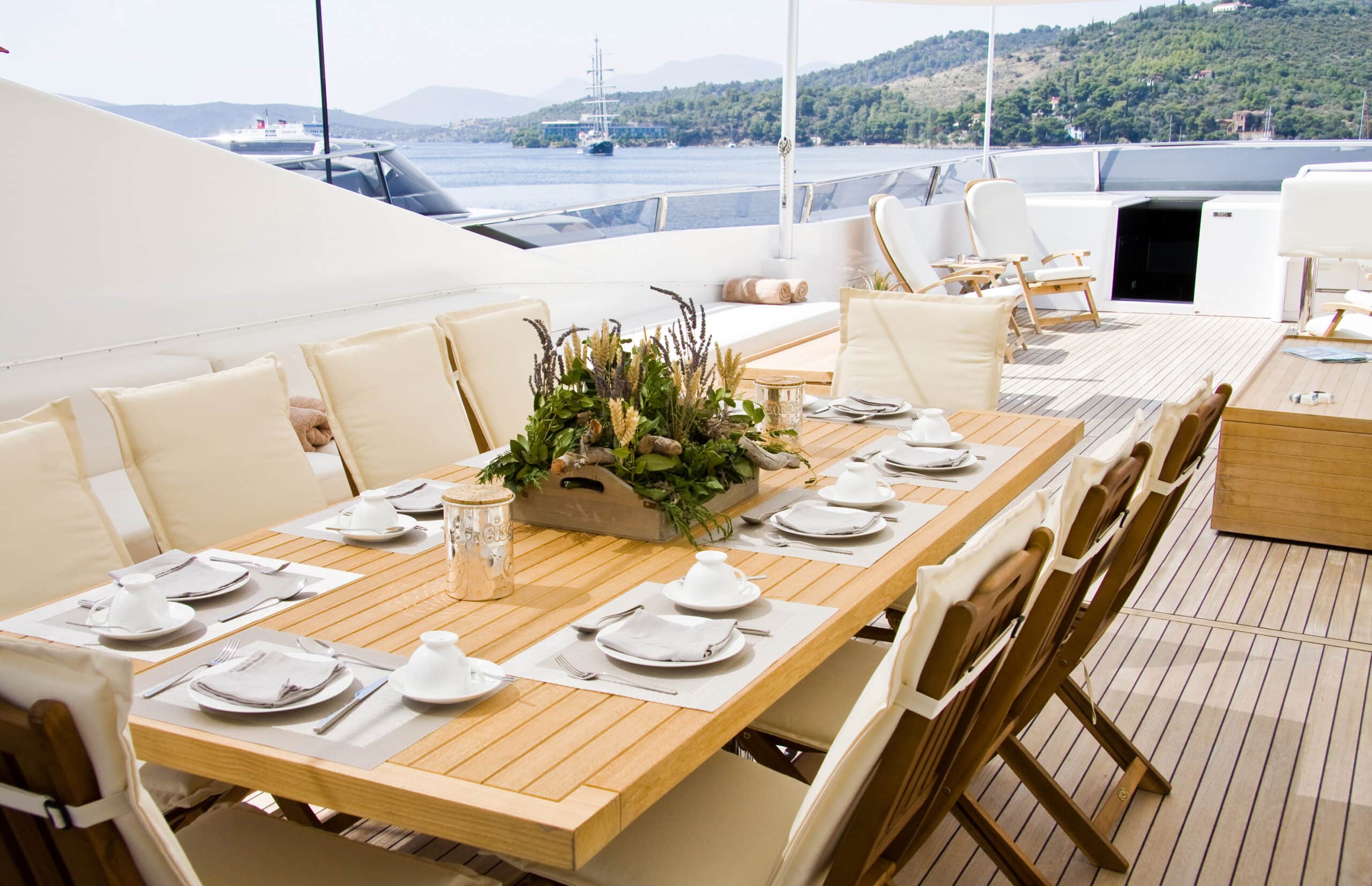 Summer,Day,Yacht,Deck,With,Served,Table